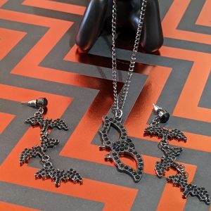 "Bats" dangling bat Earings with matching bat necklace